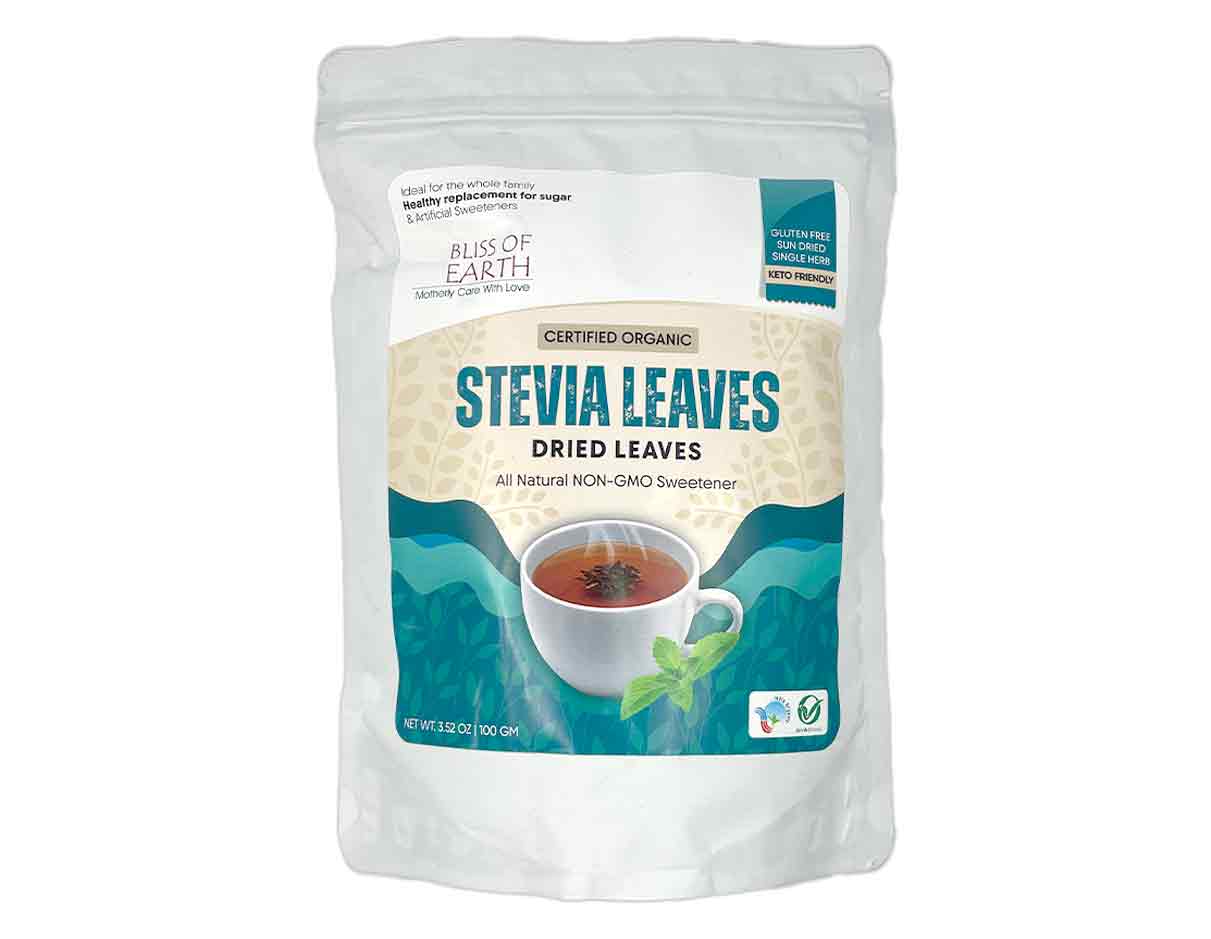 Bliss Of Earth Organic Dried Stevia Leaves, Gluten Free 100g
