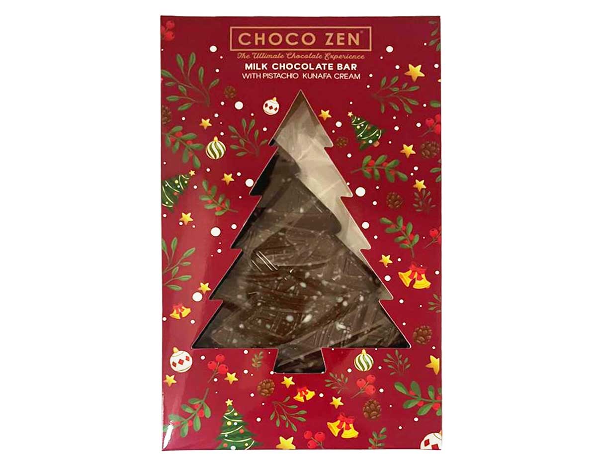 Choco Zen Pistachio Kunafa Cream Milk Chocolate Festive Tree 70g