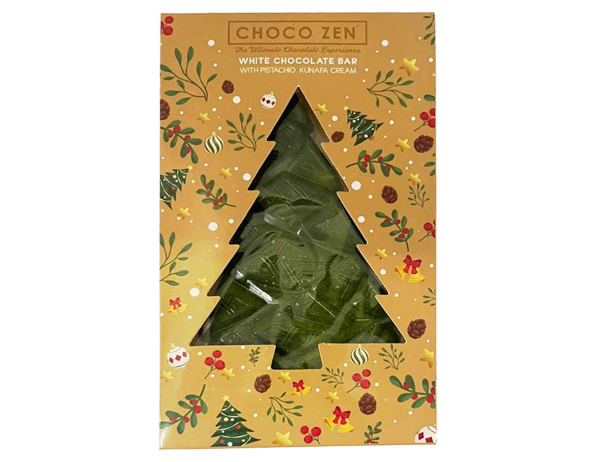 Choco Zen Pistachio Kunafa Cream White Chocolate Festive Tree 70g
