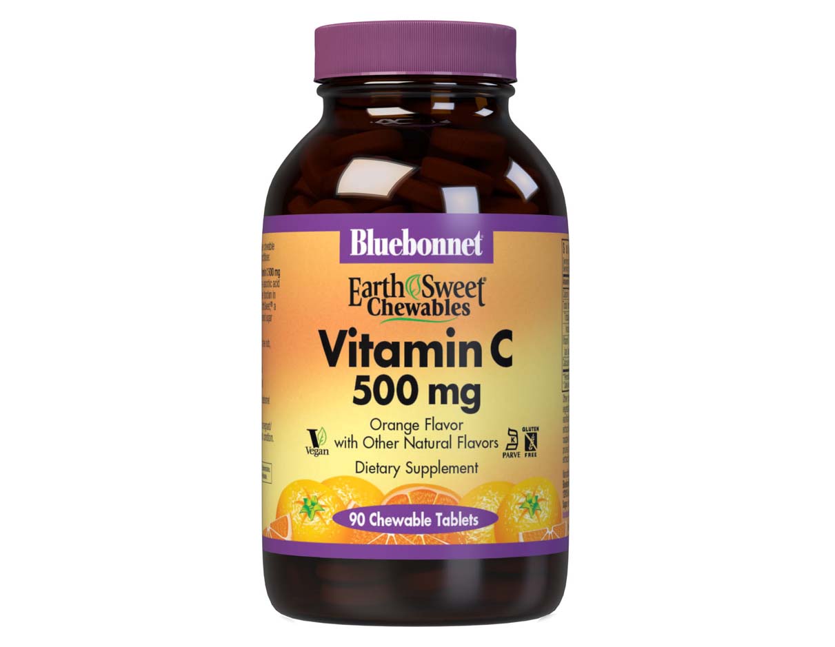 فيتامين سي للمضغ 500 ملغ ، خالي من الغلوتين