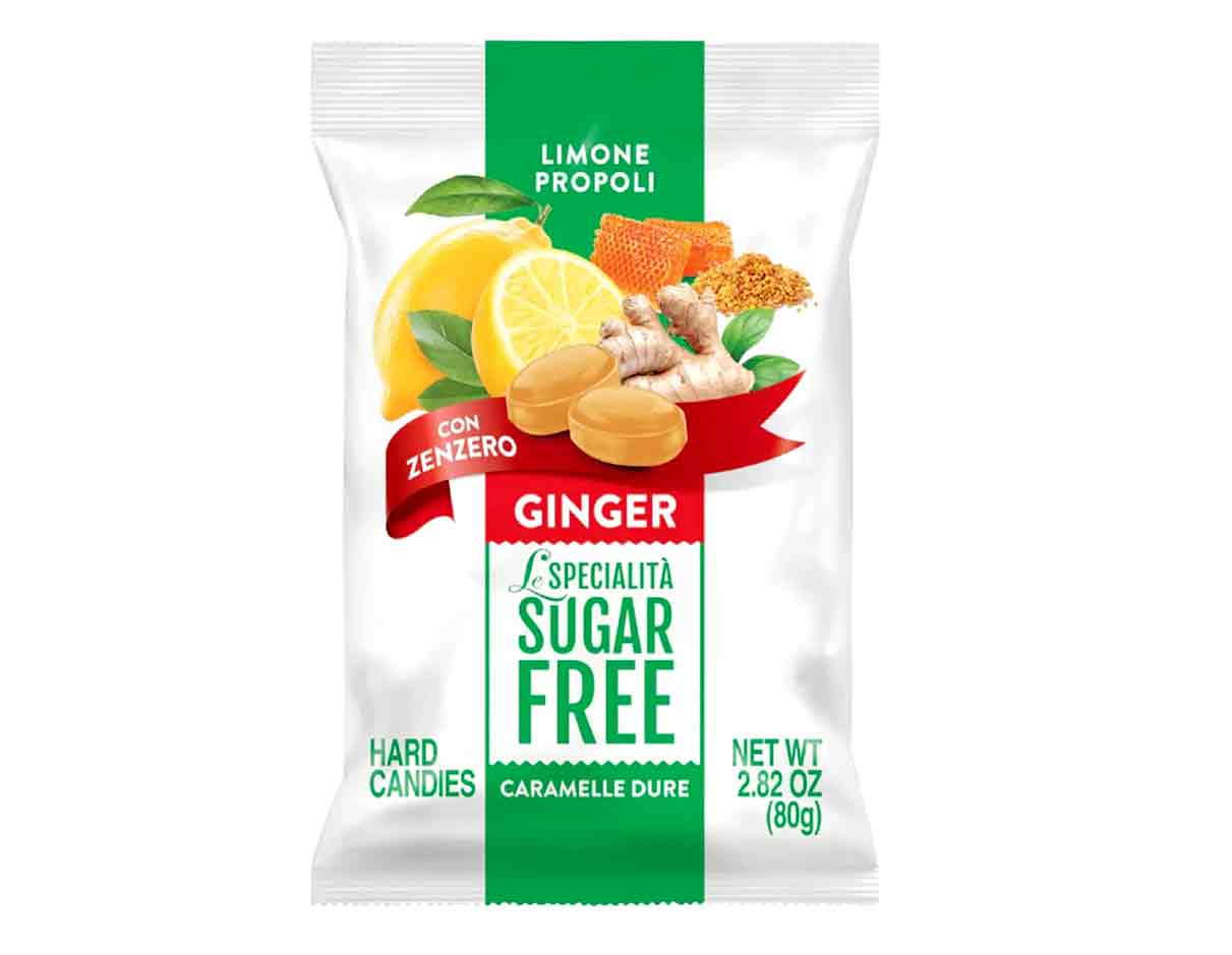 Le Specialita Lemon, Ginger & Propolis Sugar Free Hard Candies 80g, Not-So-Organic