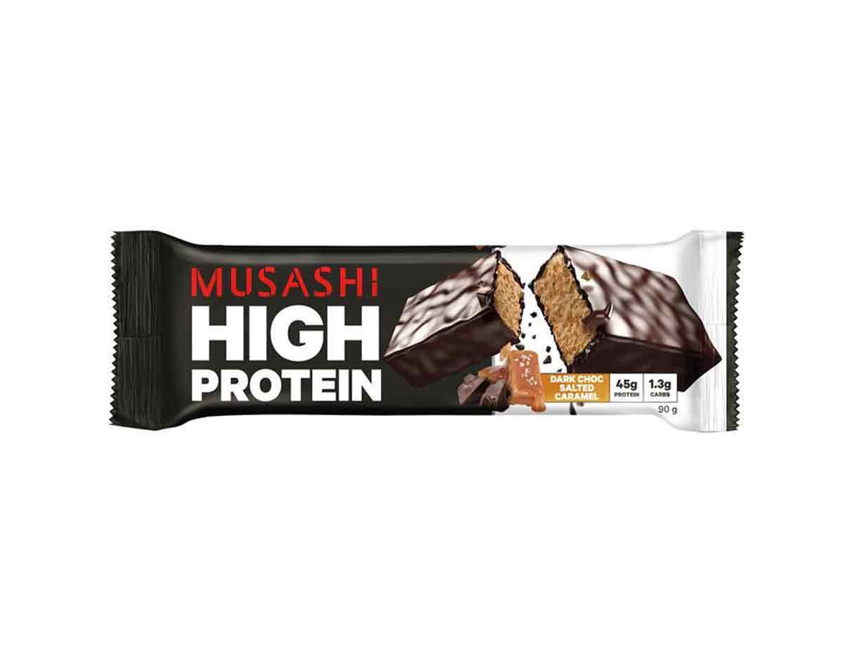 Musashi Dark Choc Salted Caramel High Protein Bar 90g