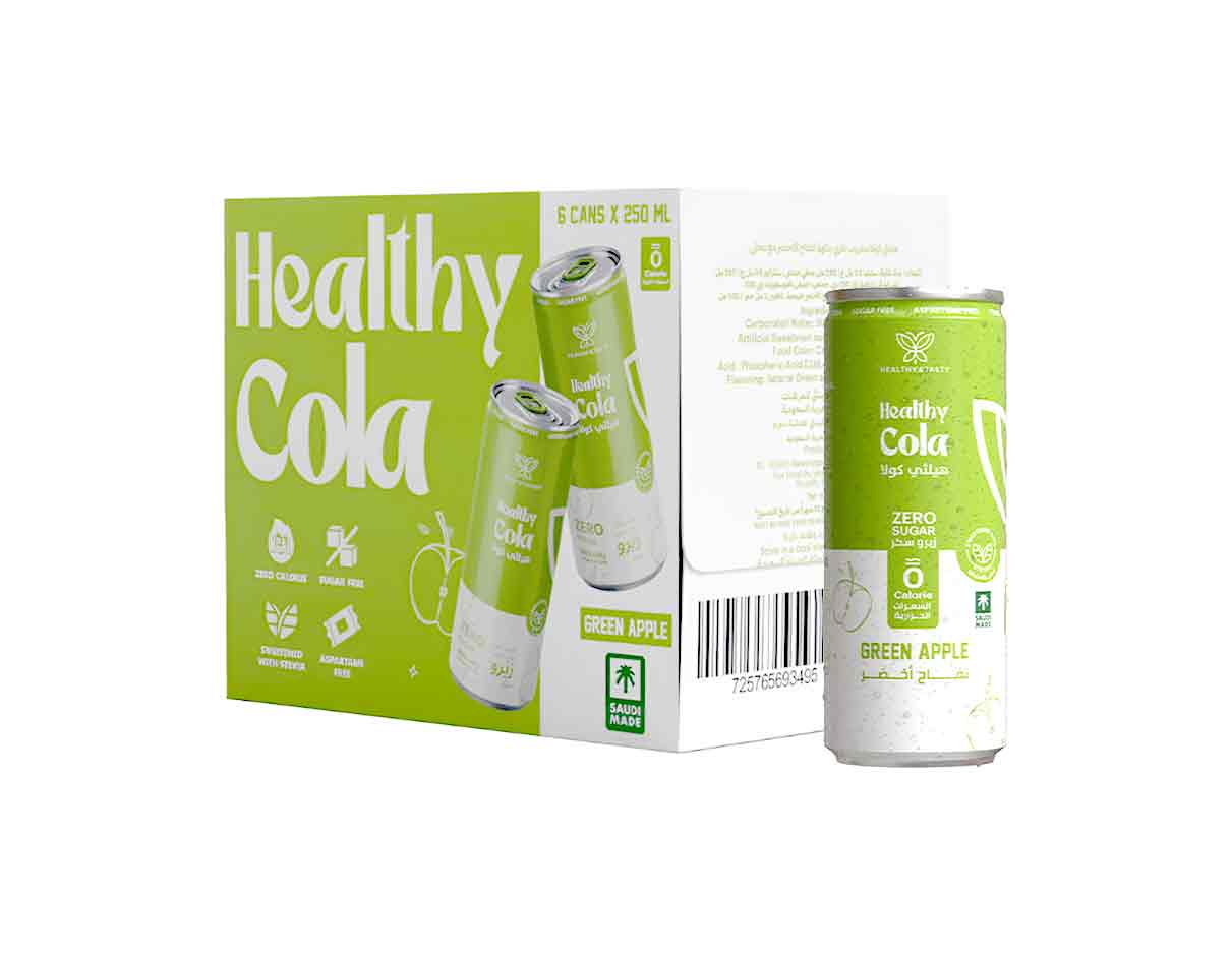 Healthy Cola Green Apple Zero Sugar 6 x 250ml, Not-So-Organic