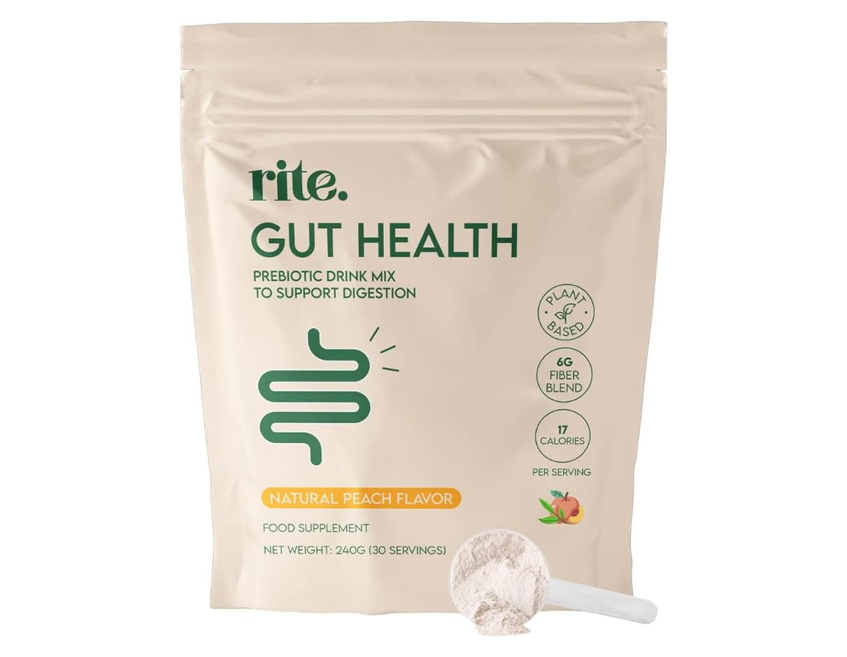 Rite Gut Health Prebiotic Peach Drink Mix 240g, Non GMO, Gluten Free, Vegan