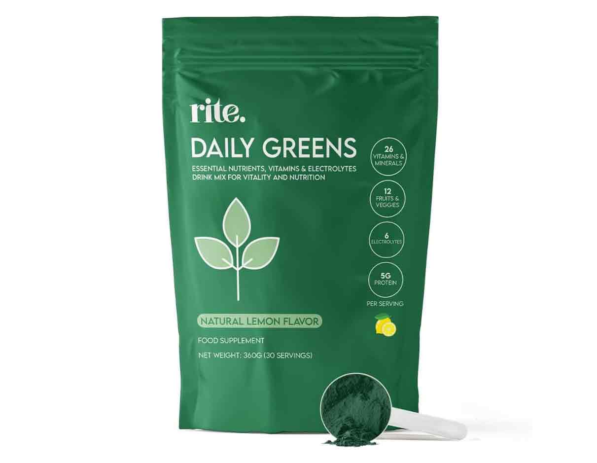 Daily Greens Lemon Drink Mix, Non GMO, Gluten Free