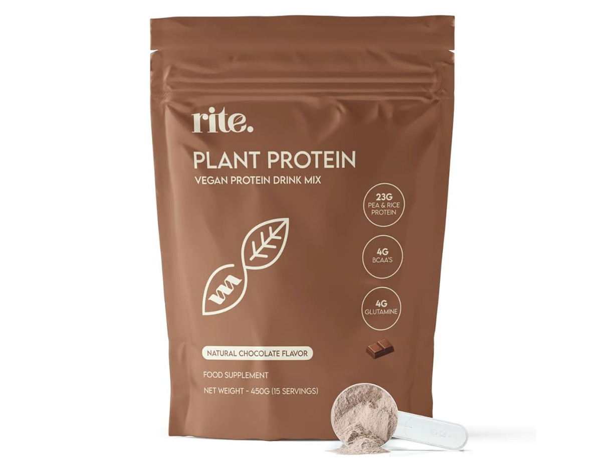 Rite Plant Protein Chocolate Drink Mix 450g, Non GMO, Gluten Free, Vegan