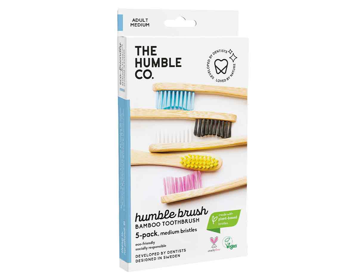 The Humble Co Adult Medium Bristles Bamboo toothbrush, Vegan 