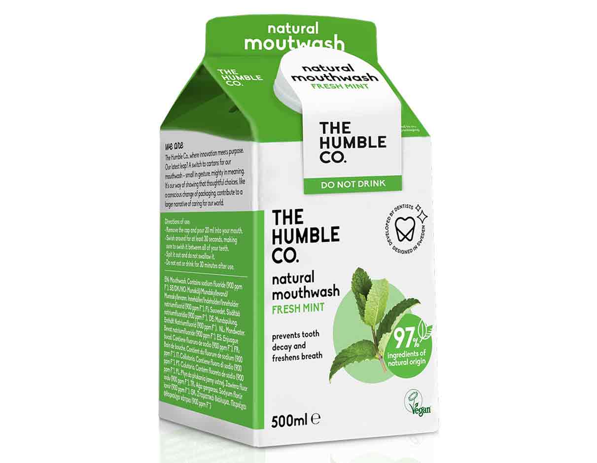 The Humble Co Natural Fresh Mint Mouthwash 500ml, Vegan