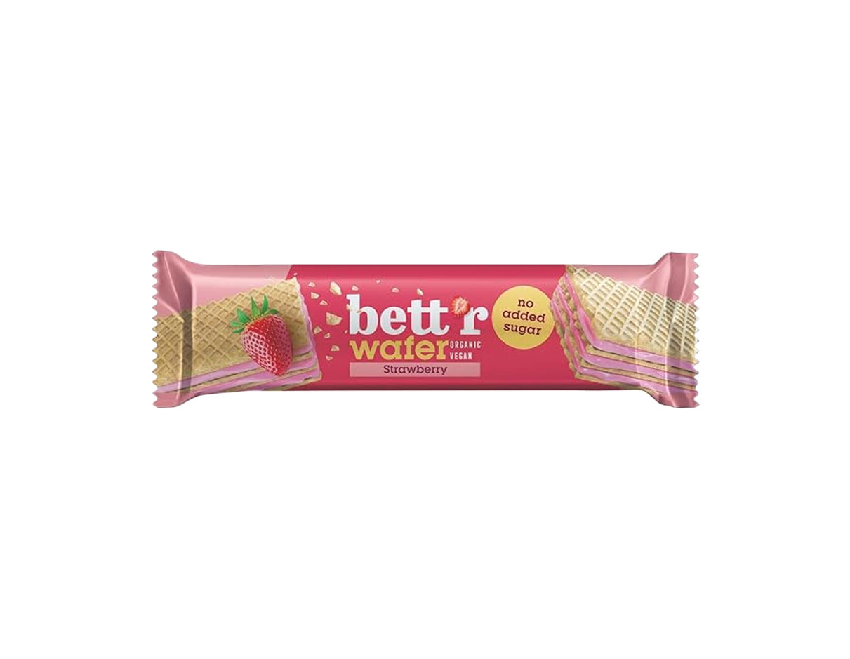 Bett'r Organic Strawberry Wafer 30g, Vegan, No Added Sugar 