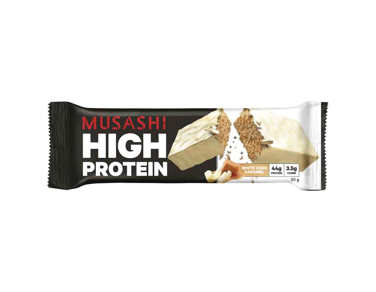 Musashi White Chocolate Caramel High Protein Bar 90g