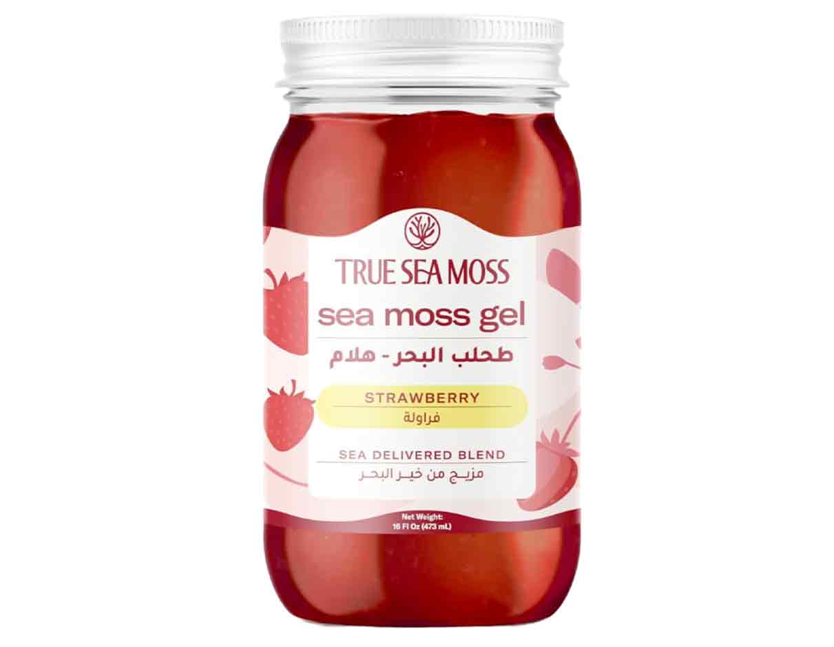 True Sea Moss Gel Strawberry 473ml, Non GMO, Gluten Free, Vegan 