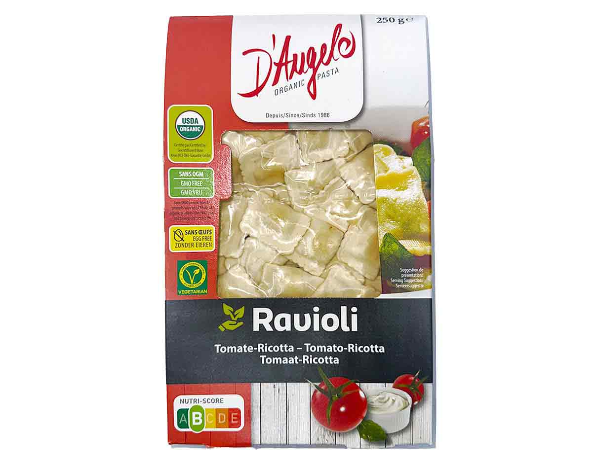 دانجيلو باستا عضوي رافيولي طماطم وجبن 250 جرام