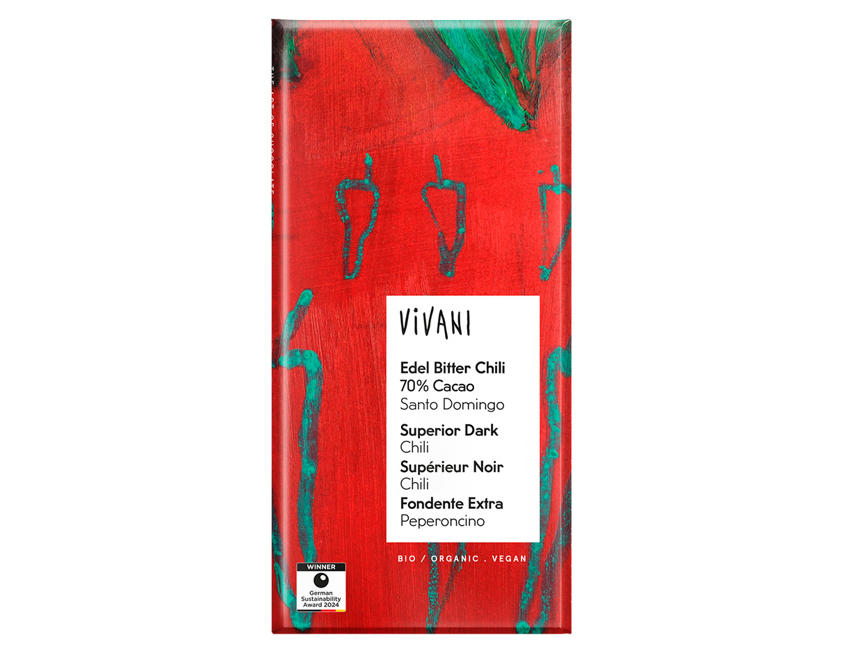 شوكولاتة داكنة عضوية ممتازة 70% كاكاو بالفلفل الحار