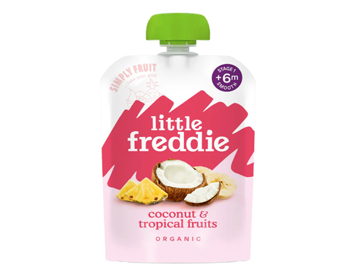 Little Freddie Organic Coconut & Tropical Fruits Pouch 100g, Gluten Free, Vegetarian