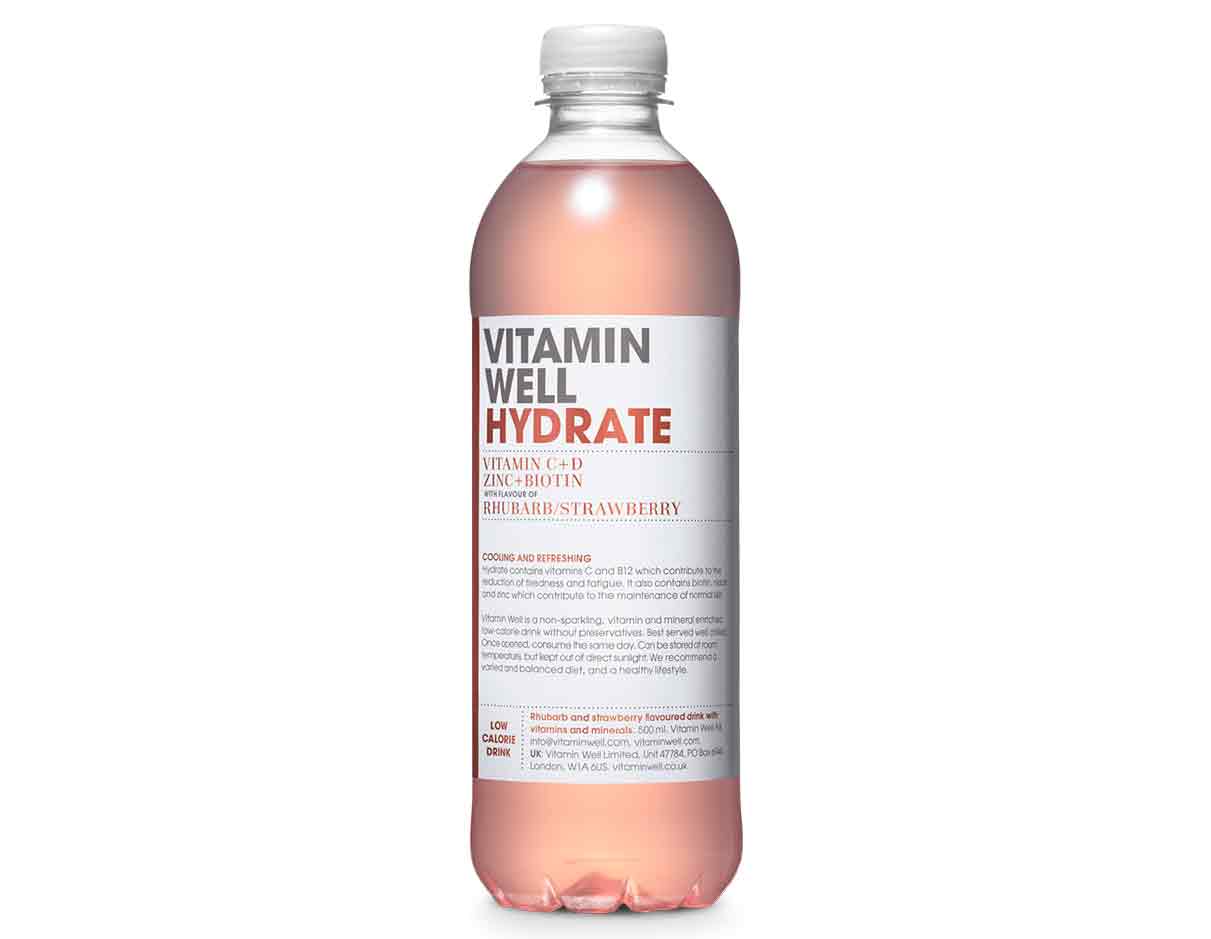 Hydrate Vitamin C + D Zinc + Biotin Rhubarb & Strawberry Drink 