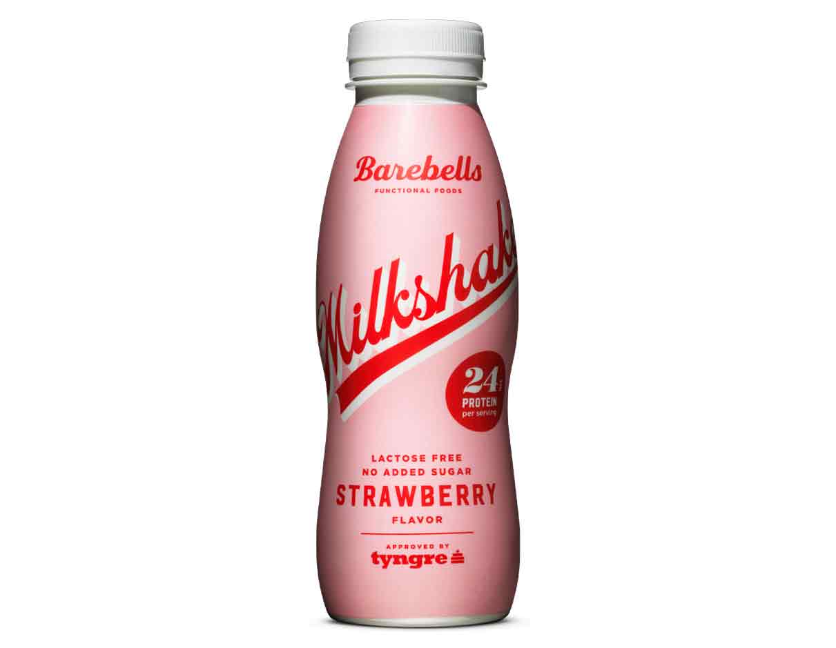 Barebells Strawberry Protein Milkshake 330ml, No Added Sugar, Not-So-Organic