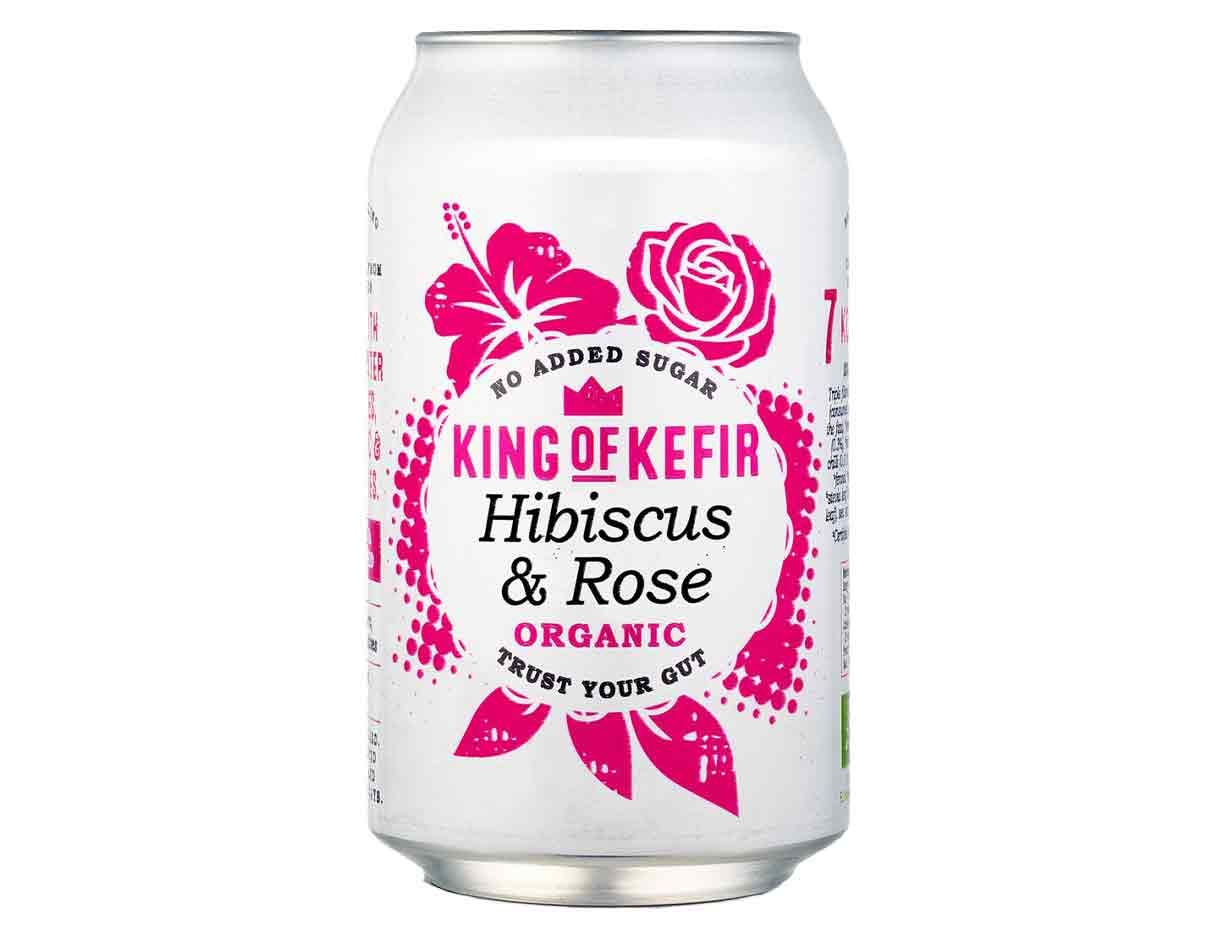 King Of Kefir Organic Hibiscus & Rose 330ml, Vegan, No Added Sugar