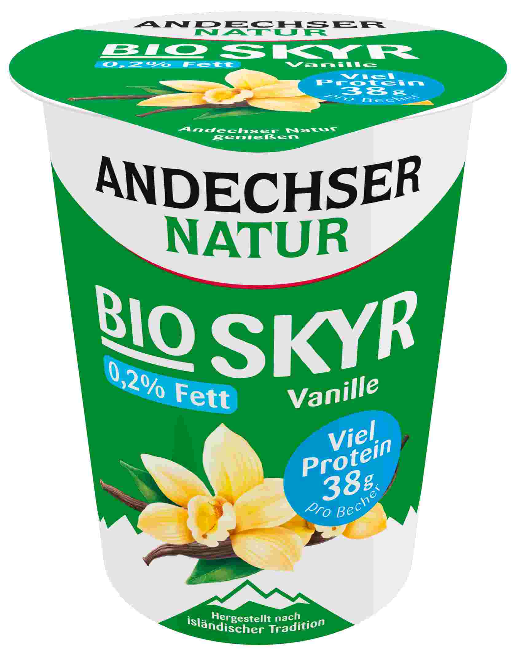 Andechser Natur Organic Skyr 0.2% Fat Vanilla Yogurt 400g