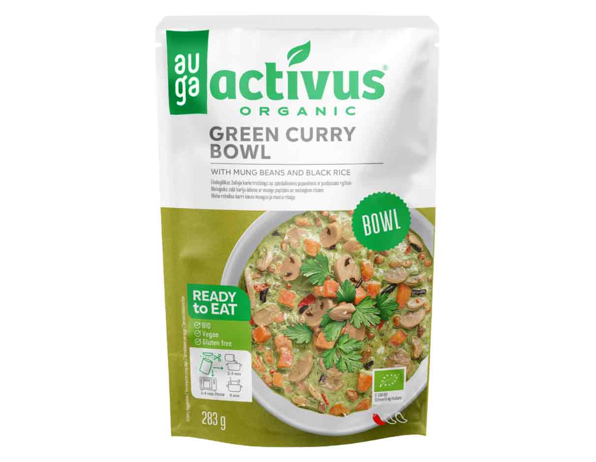 Activus Organic Green Curry Bowl With Mung Beans & Black Rice 283g, Gluten Free, Vegan