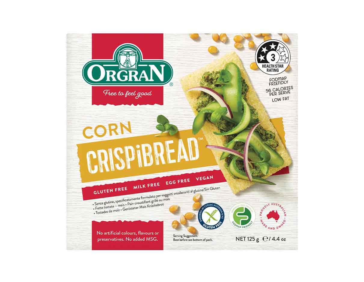 أورجران خبز الذرة المحمص 125 جرام، خالي من الغلوتين، نباتي