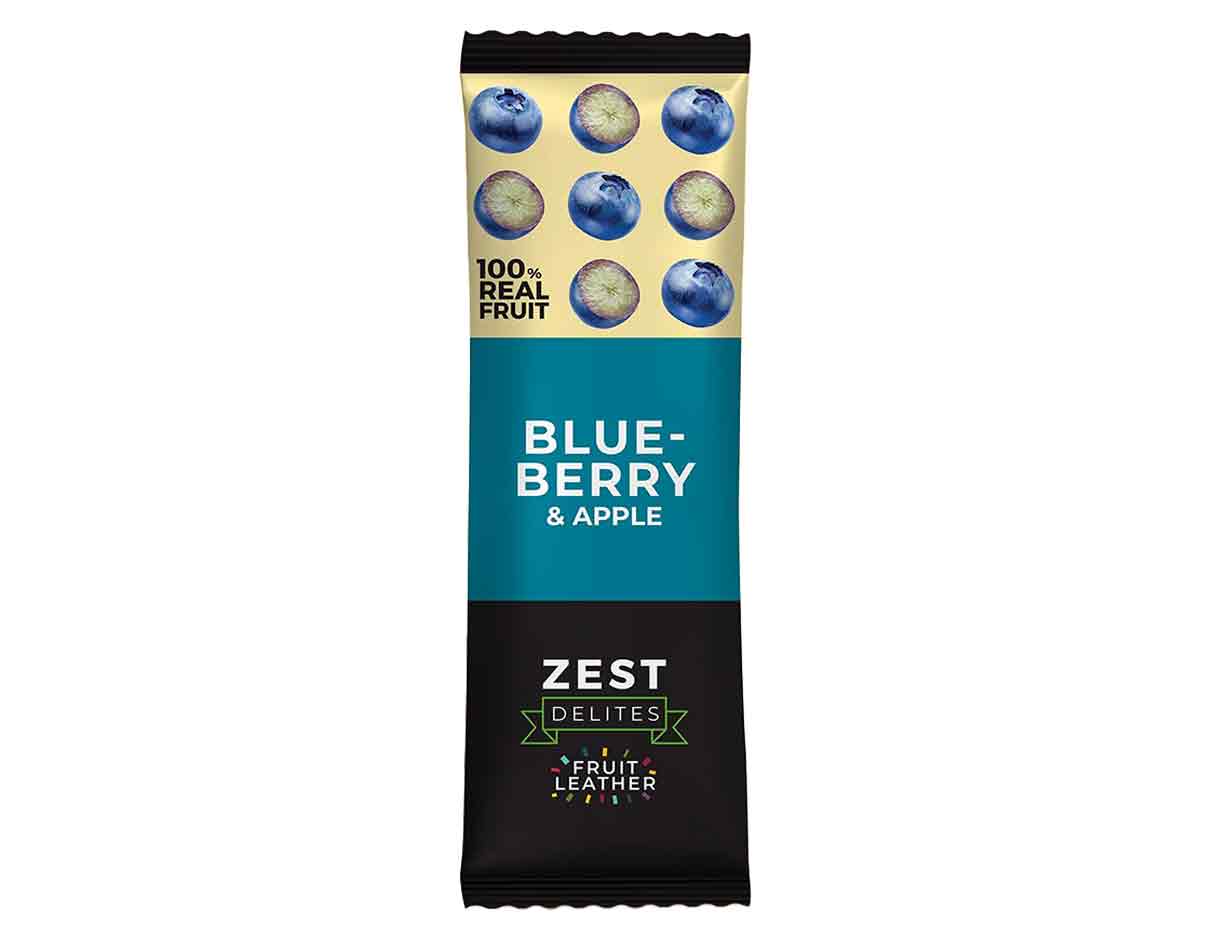 Zest Delites Blueberry & Apple Fruit Leather 25g, Vegan, Not-So-Organic