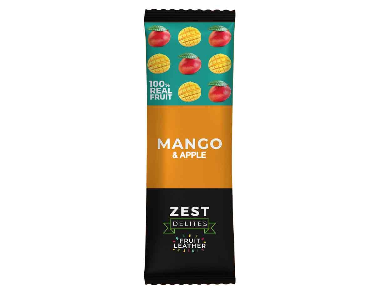 Zest Delites Mango & Apple Fruit Leather 25g, Vegan, Not-So-Organic