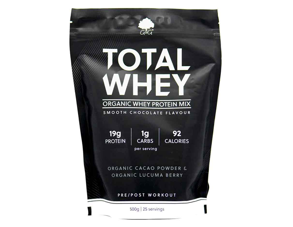 G & G Organic Chocolate Total Whey Protein Mix 500g, Gluten Free, Vegan