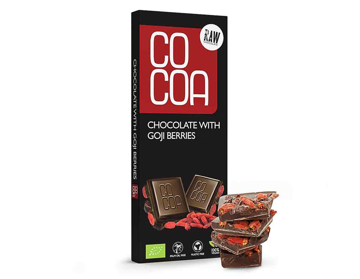 شوكولاتة عضوية خام مع توت غوجي