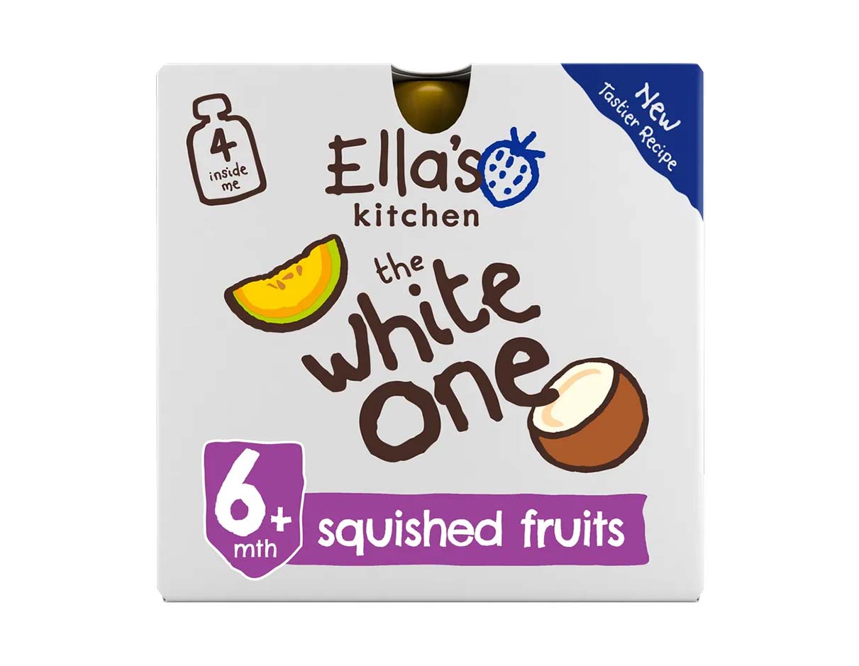 Ella's Kitchen Organic The White One Squished Fruits 4 x 90g, Gluten Free, Vegetarian