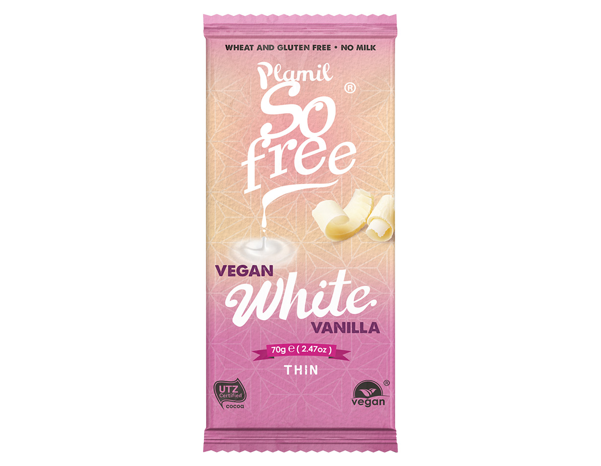 Vegan White Thin Chocolate Bar 70g, Gluten Free