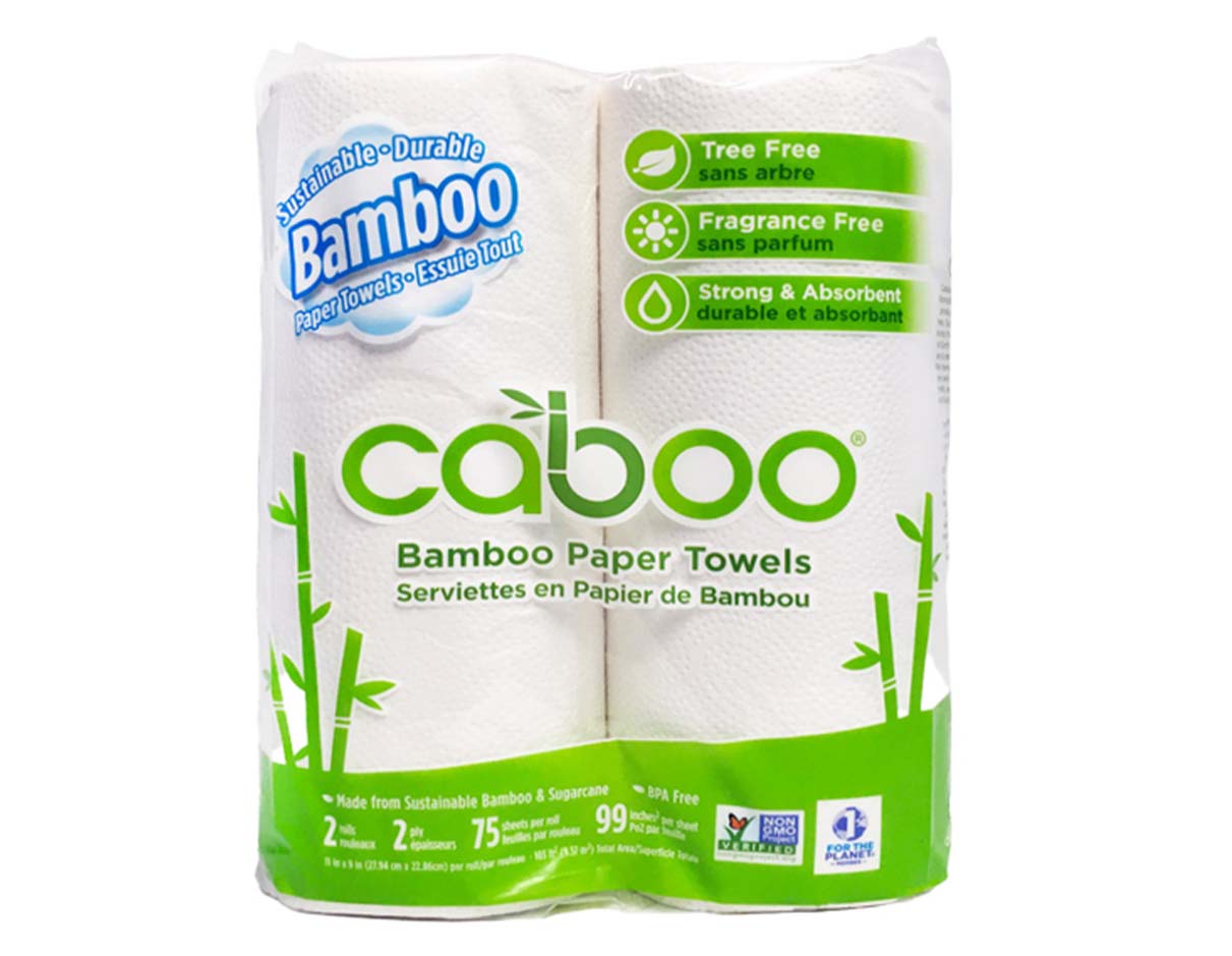 Caboo 2 Ply Bamboo Paper Towels 2 Rolls, Non GMO